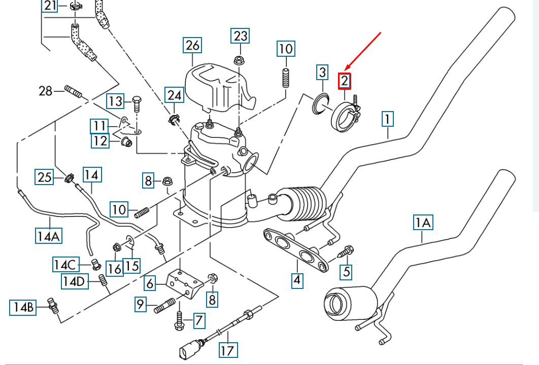 NEW AUDI A3 8P EXHAUST CLAMP 1K0253725B ORIGINAL