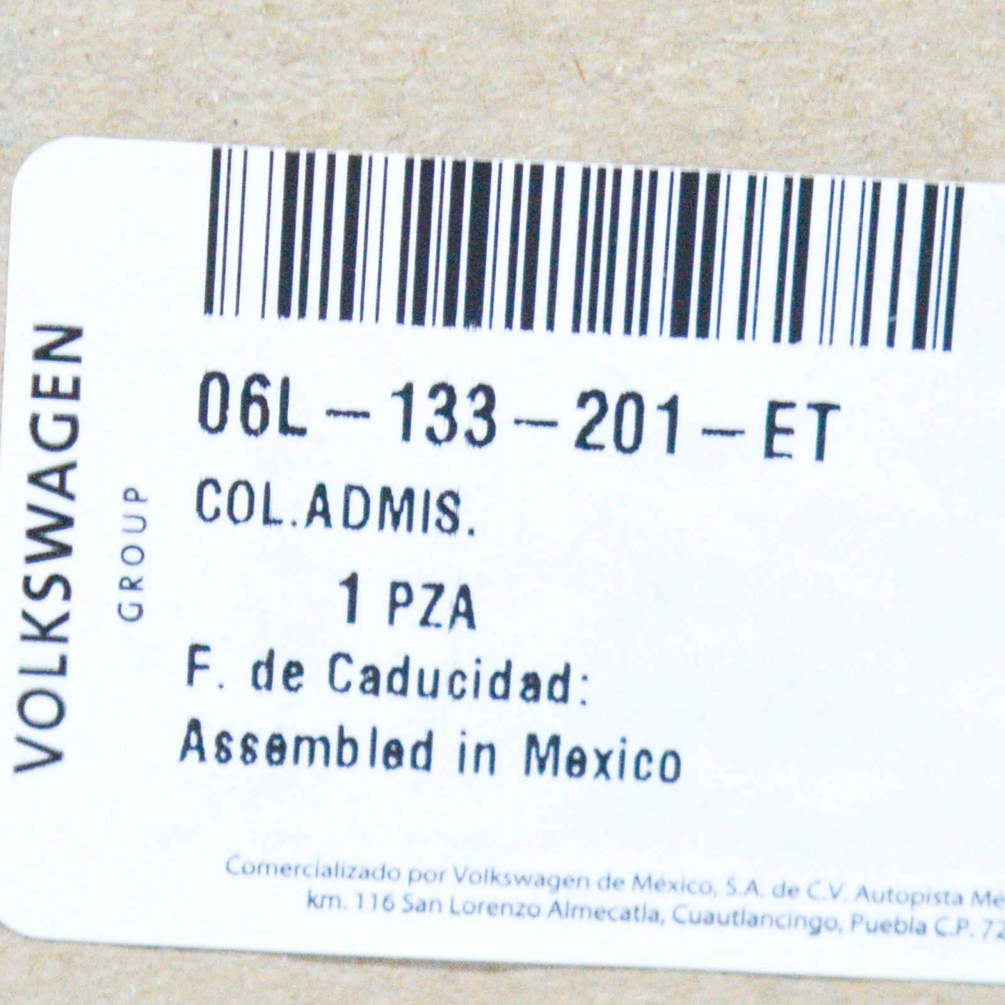 NEW VW BEETLE A5 ENGINE INTAKE MANIFOLD 06L133201ET ORIGINAL