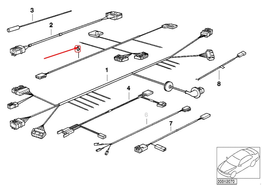 NEW BMW 3 E36 OUTDOOR TEMPERATURE/DIGITAL CLOCK WIRING 61119401604 ORIGINAL