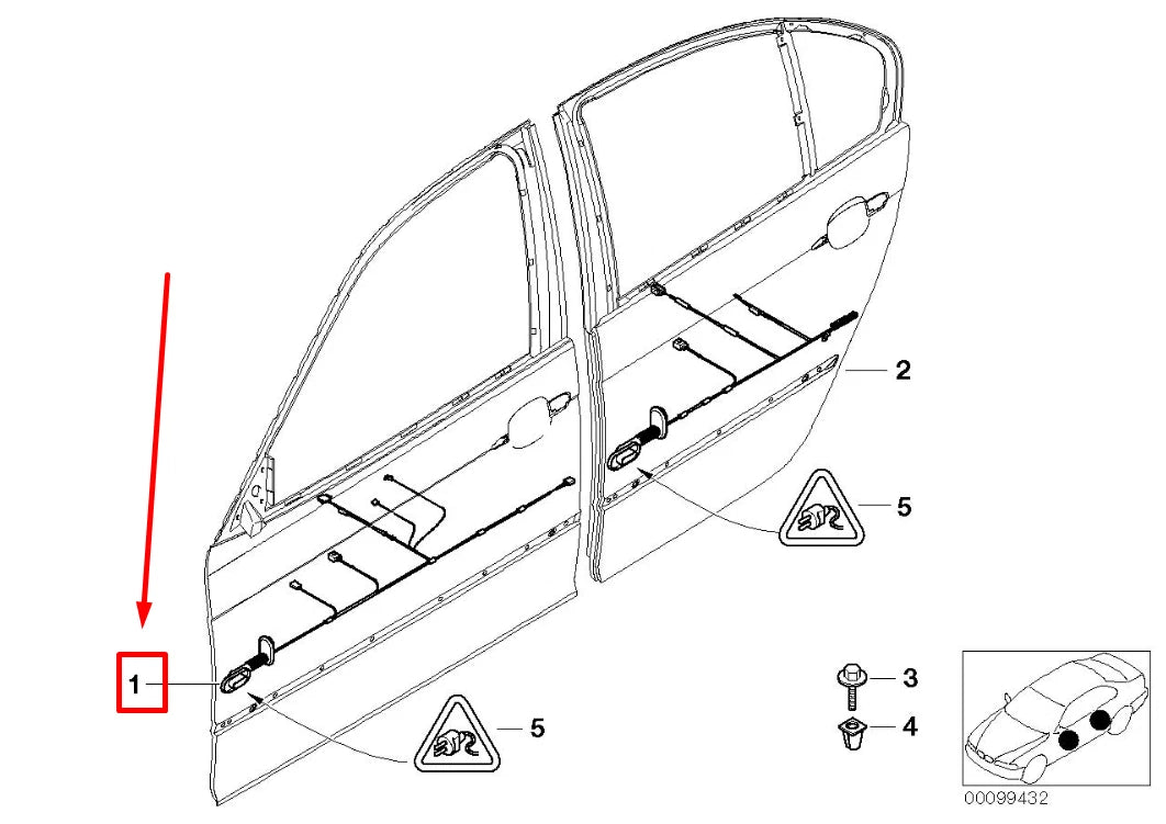 NEW BMW 3 E46 FRONT LEFT DOOR WIRING HARNESS 61126913076 6913076 ORIGINAL