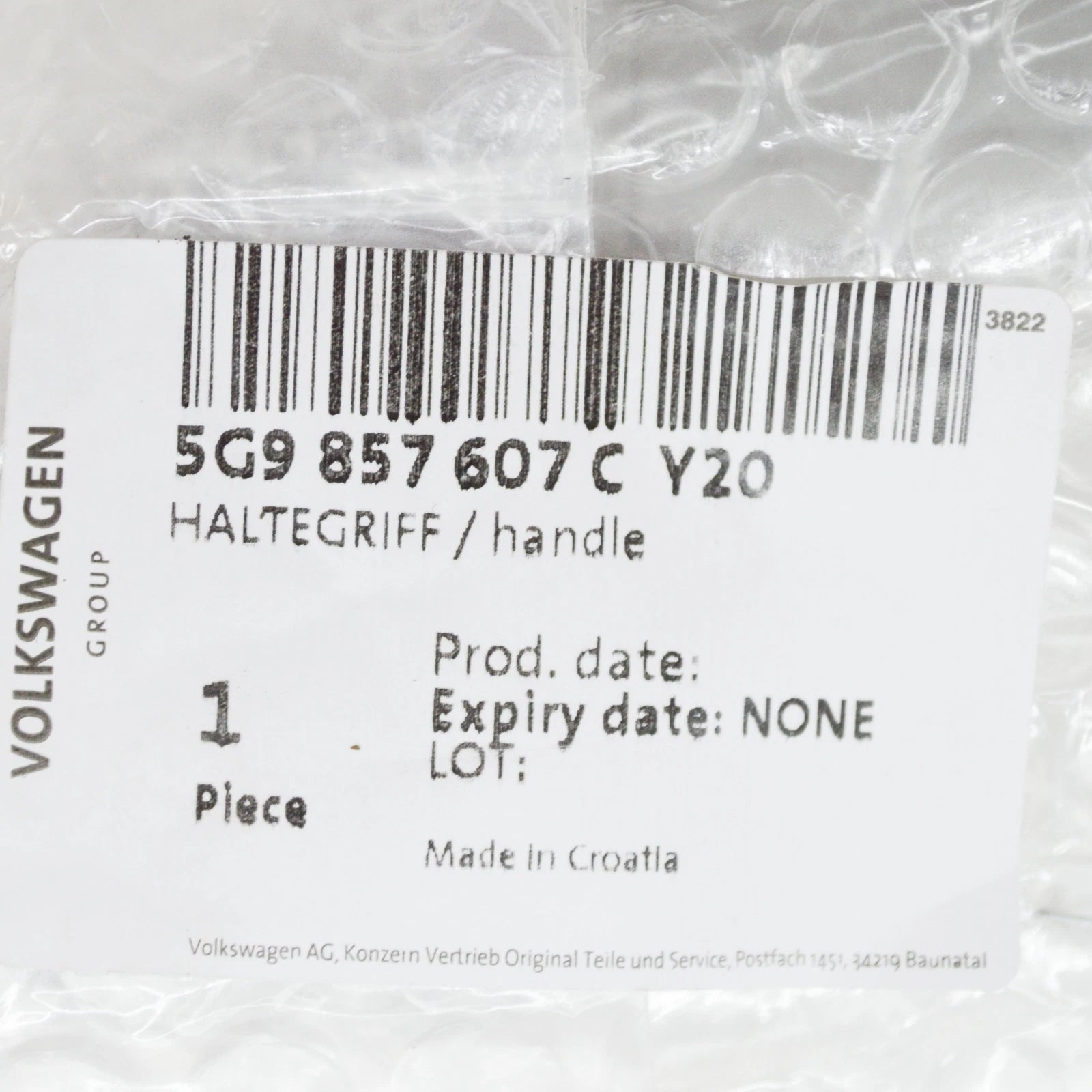 NEW VW TOURAN 5T FRONT ROOF GRAB HANDLE 5G9857607CY20