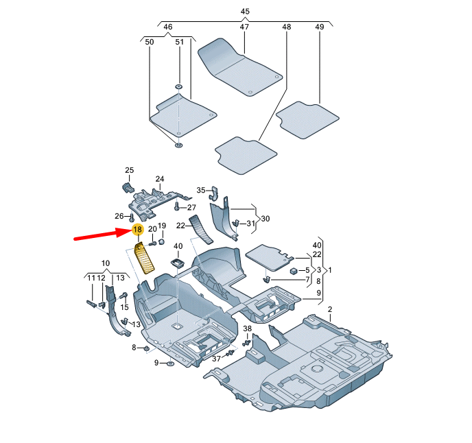 NEW VOLKSWAGEN TOUAREG CR MK3 FOOTREST COVER LHD 761864777B4PK ORIGINAL