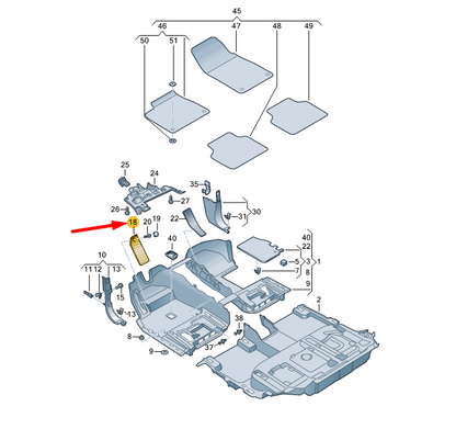 NEW VOLKSWAGEN TOUAREG CR MK3 FOOTREST COVER LHD 761864777B4PK ORIGINAL