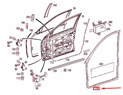 NEW MERCEDES-BENZ C-CLASS W203 FRONT LEFT DOOR SEAL A2037202178 ORIGINAL