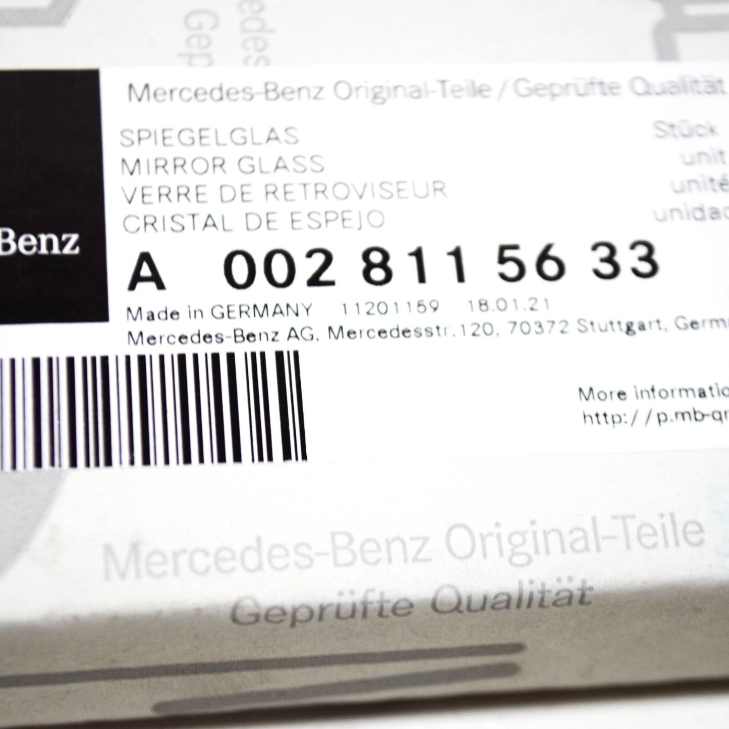 NEW MB SPRINTER 906 FRONT LEFT DOOR MIRROR TOP GLASS A0028115633 ORIGINAL