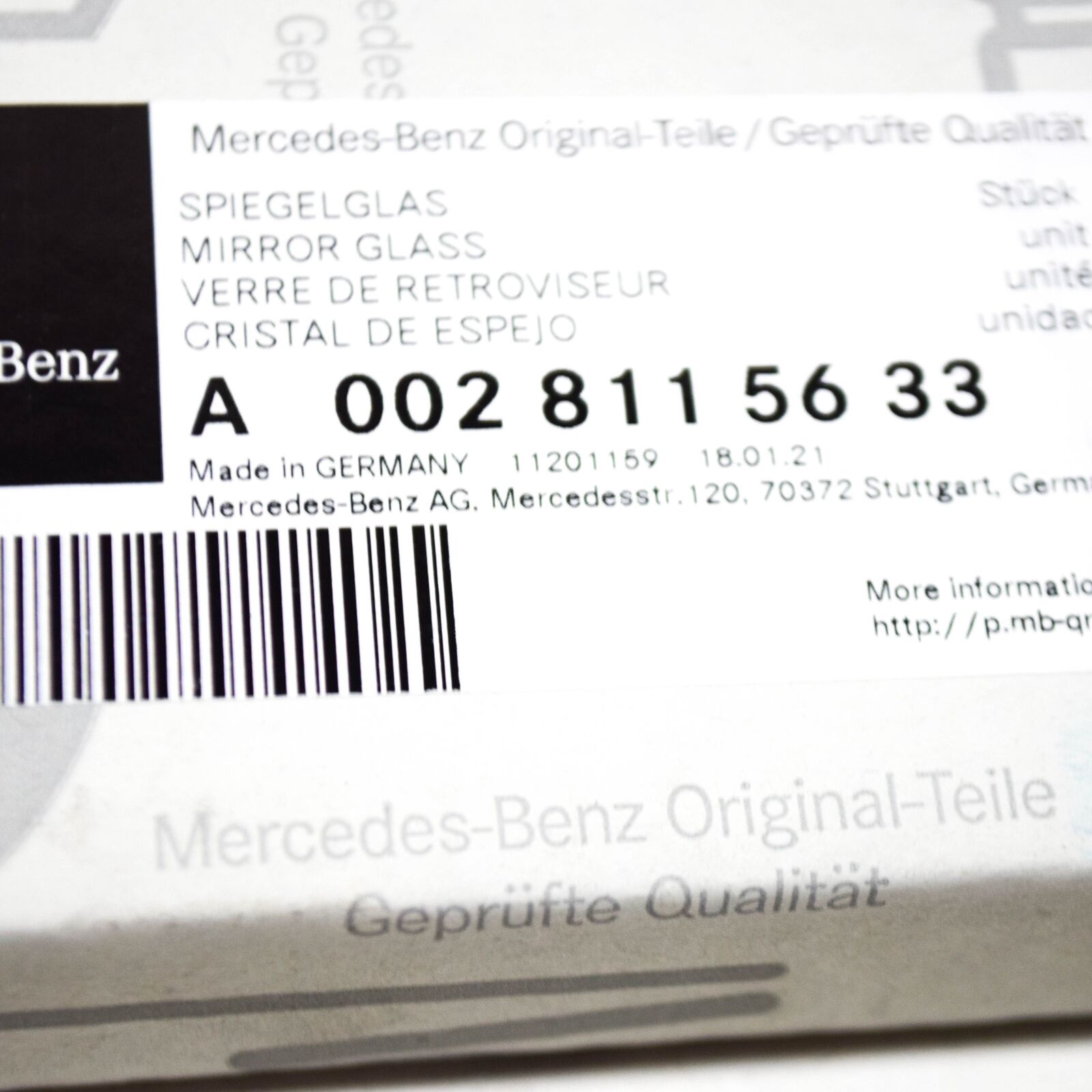 NEW MB SPRINTER 906 FRONT LEFT DOOR MIRROR TOP GLASS A0028115633 ORIGINAL