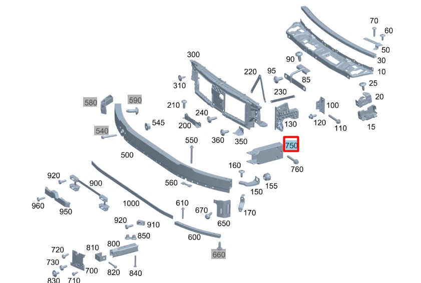 NEW MB C W206 FRONT BUMPER REINFORCEMENT LEFT EXTENSION A2066207301 ORIGINAL