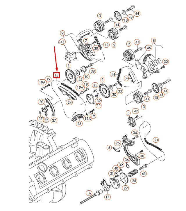 NEW AUDI A6 C6 UPPER CENTRE CAMSHAFT TIMING CHAIN 06E109465AM