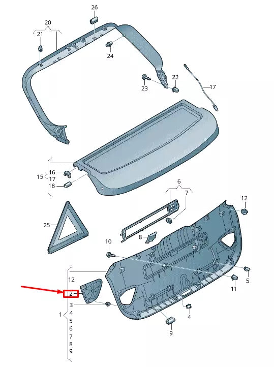 NEW AUDI RS3 REAR LEFT TAIL LIGHT ACCESS COVER 8V48676574PK