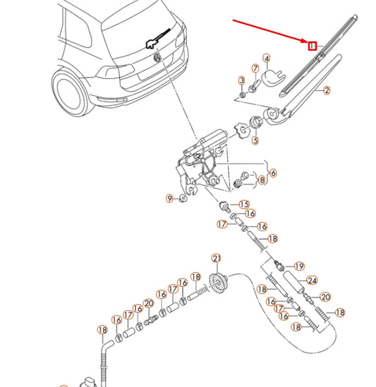 NEW VOLKSWAGEN TOUAREG 7P REAR WINDOW AERO WIPER BLADE 7P6955427 ORIGINAL