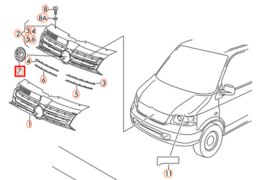 NEW VOLKSWAGEN TRANSPORTER T5 FRONT GRILLE BADGE 7E0853601C739 ORIGINAL