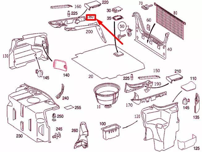 NEW MB CL C215 LUGGAGE COMPARTMENT OUTSIDE RIGHT COVER A21569302337C45 ORIGINAL