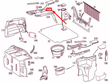 NEW MB CL C215 LUGGAGE COMPARTMENT OUTSIDE RIGHT COVER A21569302337C45 ORIGINAL