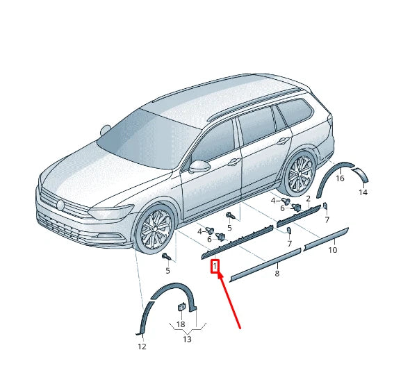 NEW VW PASSAT B8 3G FRONT RIGHT DOOR MOLDING 3G0853268GRU ORIGINAL