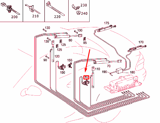 NEW MERCEDES-BENZ SL R230 ROOF LEFT HYDRAULIC CYLINDER A2308001672 ORIGINAL