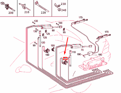 NEW MERCEDES-BENZ SL R230 ROOF LEFT HYDRAULIC CYLINDER A2308001672 ORIGINAL