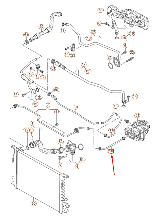 NEW AUDI A6 C7 RIGHT COOLING SYSTEM FRONT LEFT BREATHER LINE 4G0121081BH