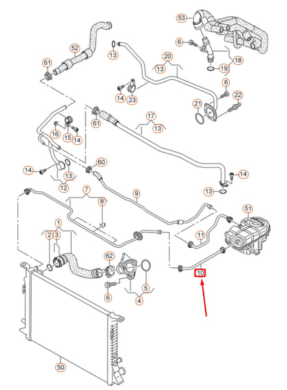 NEW AUDI A6 C7 RIGHT COOLING SYSTEM FRONT LEFT BREATHER LINE 4G0121081BH
