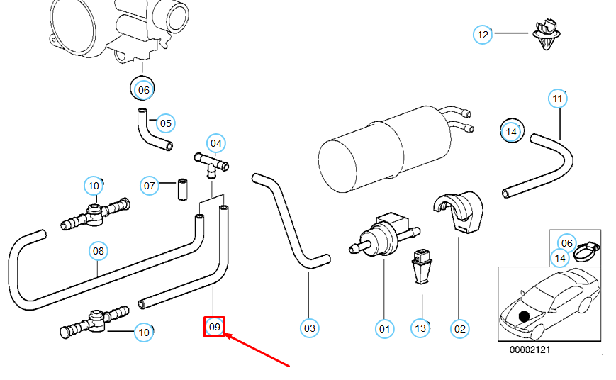 new bmw 8 e31 fuel tank breather valve hose 13901742790 1742790 original