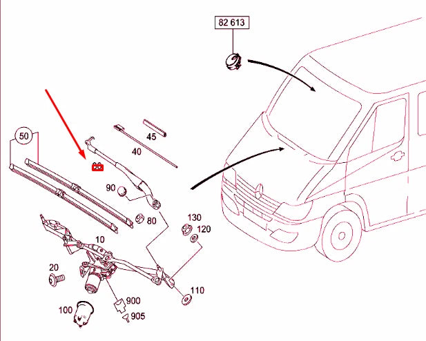 NEW MERCEDES-BENZ SPRINTER 906 FRONT LEFT WIPER ARM RHD A0018206144 ORIGINAL