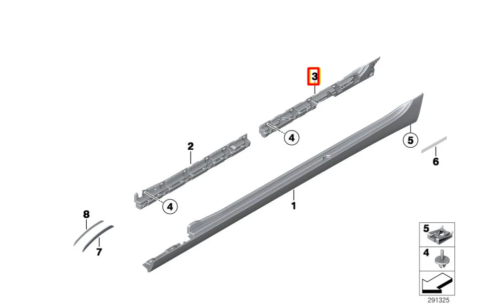NEW BMW 6 GRAN COUPE F06 REAR RIGHT SIDE SIDESKIRT HOLDER 51777276350 ORIGINAL