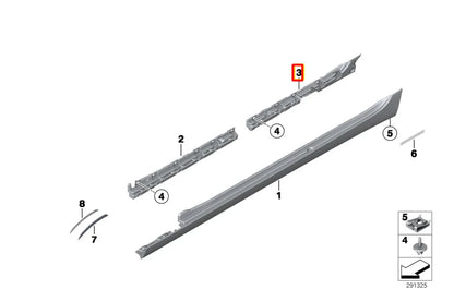 NEW BMW 6 GRAN COUPE F06 REAR RIGHT SIDE SIDESKIRT HOLDER 51777276350 ORIGINAL