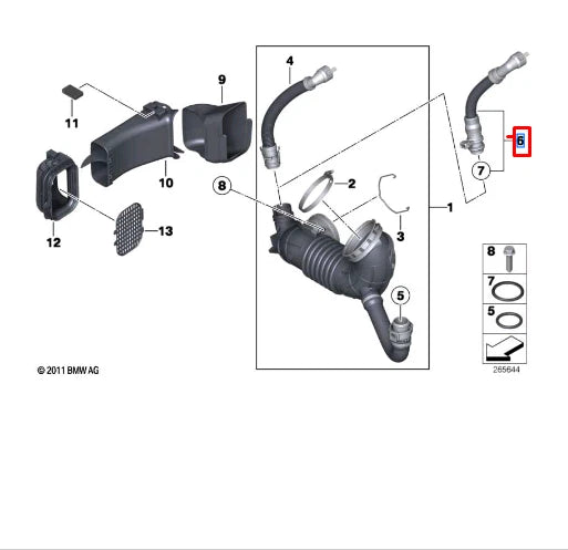 NEW BMW 1 F20 PIPE W HEATING ELEMENT 13718507386 ORIGINAL