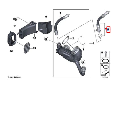 NEW BMW 1 F20 PIPE W HEATING ELEMENT 13718507386 ORIGINAL