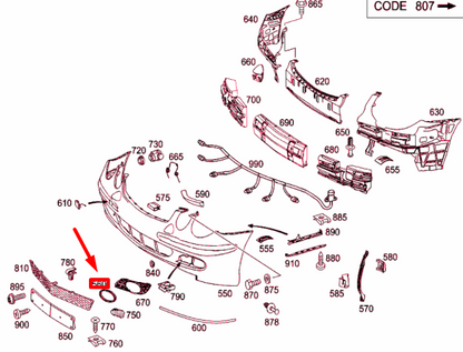 NEW MB E W211 FRONT BUMPER LEFT GRILLE ORNAMENTAL MOLDING A2118850974 ORIGINAL