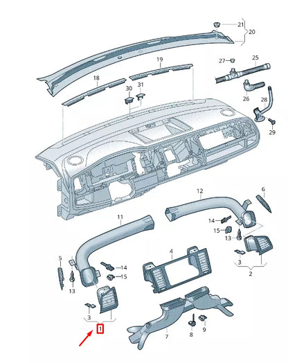 NEW VW TRANSPORTER VI T6 LEFT DASHBOARD AIR VENT RHD 7E6819203HJMA