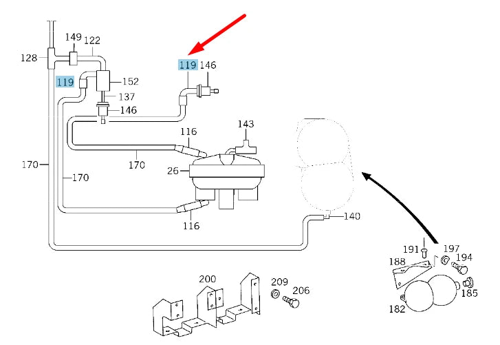 NEW MERCEDES-BENZ G W463 TRANSFER CASE HOSE A1170780781 ORIGINAL