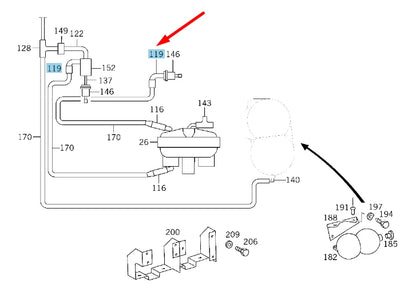 NEW MERCEDES-BENZ G W463 TRANSFER CASE HOSE A1170780781 ORIGINAL