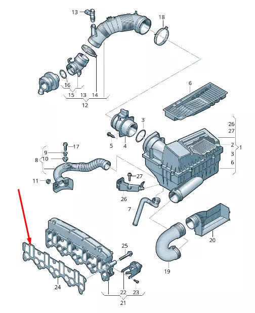 NEW AUDI A6 C6 INLET MANIFOLD GASKET 03G129717D