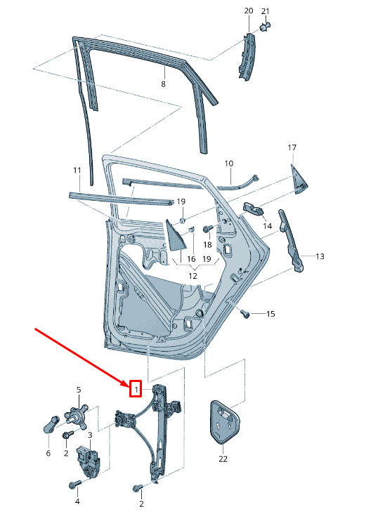 new seat leon 5f rear right door window regulator 5f9839462a original