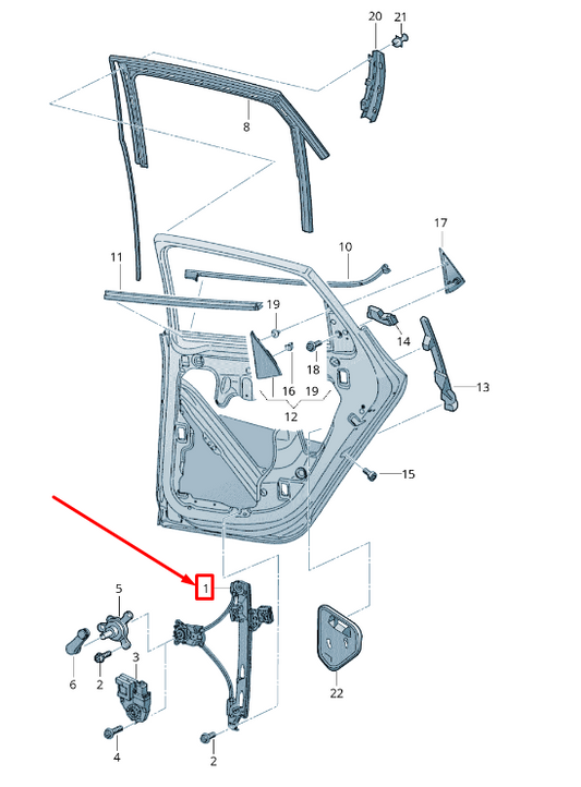 new seat leon 5f rear right door window regulator 5f9839462a original