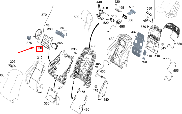 new mb gle w167 front left seat backrest valve block a1678003300 original