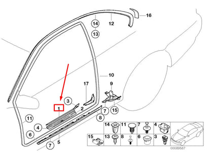 NEW BMW 3 E46 FRONT RIGHT INTERIOR DOOR SILL TRIM 51478239963 8239963 ORIGINAL