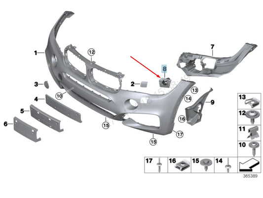 NEW BMW X6 F16 LEFT HEADLIGHT WASHER M HOLDER 51118056557 8056557 2016 ORIGINAL