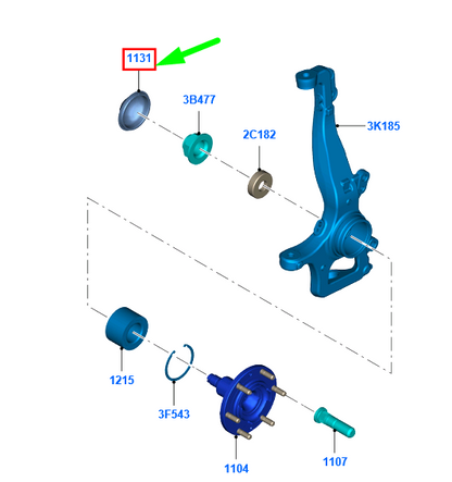 new ford ranger t6 mk3 front hub nut grease cap 1727187 ab31-1131-ab original