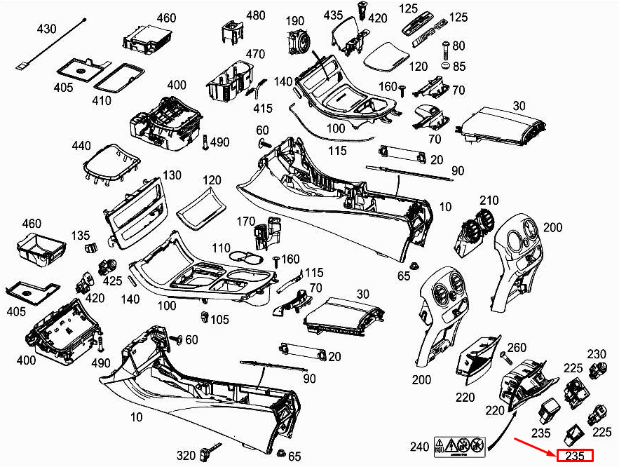 new mercedes-benz e w213 rear center console ashtray pot a2138100700 original