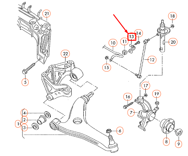 new audi a2 8z front left stabilizer clamp 6q0411333a original