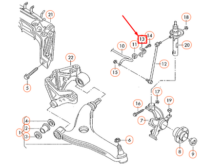 new audi a2 8z front left stabilizer clamp 6q0411333a original