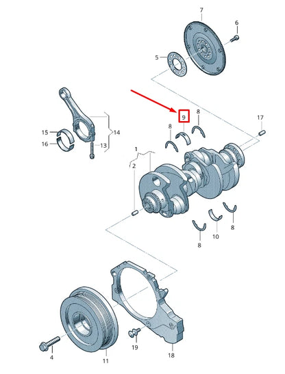 NEW AUDI Q7 4M UPPER ENGINE CRANKSHAFT BEARING SHELL 059105561AKROT