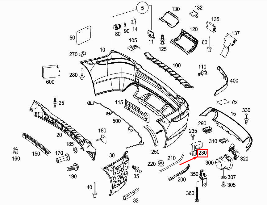 new mercedes-benz r w251 rear right bumper bracket a2518850214 original