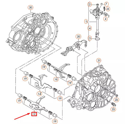 NEW AUDI Q3 8U SELECTOR SHAFT WITH FORK 3./4.GEAR 0A5311559G ORIGINAL
