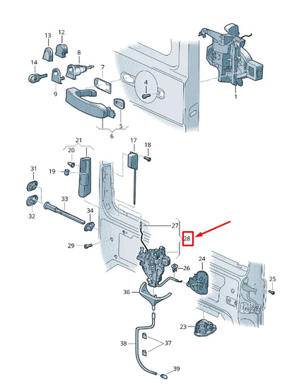 NEW VW MULTIVAN VI SG MK6 RIGHT SLIDING DOOR LOCK MECHANISM 7E0843654BM ORIGINAL