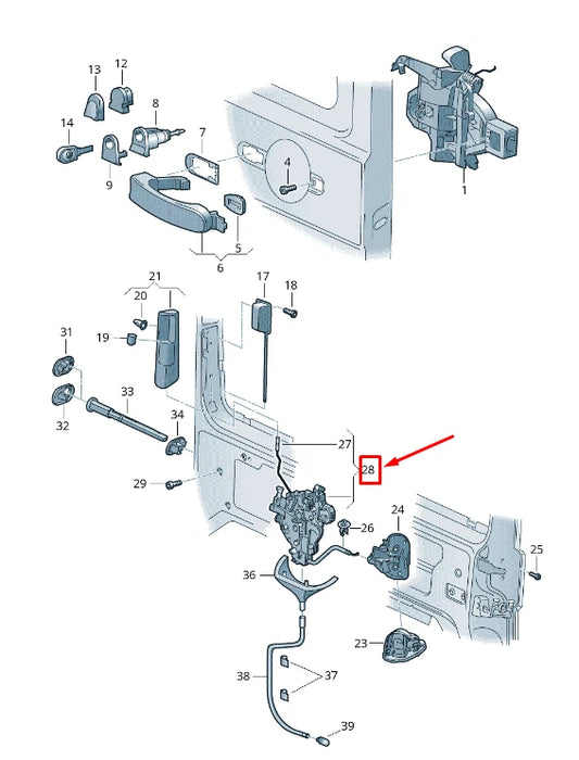 NEW VW MULTIVAN VI SG MK6 RIGHT SLIDING DOOR LOCK MECHANISM 7E0843654BM ORIGINAL