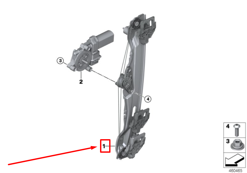 new bmw x1 f48 rear right door window regulator 7490200 51357490200 original