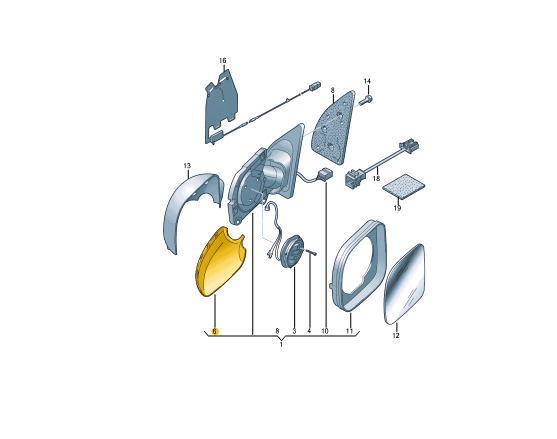 NEW VW AMAROK 2H FRONT RIGHT DOOR MIRROR LOWER COVER 2H0857604D9B9 ORIGINAL