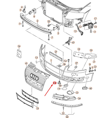 NEW AUDI A4 B7 FRONT BUMPER LOWER GRIP PIN 8E0805121B ORIGINAL